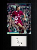 Former Liverpool Defender Rob Jones Signed Signature Card With Colour Photo, Mounted to an overall