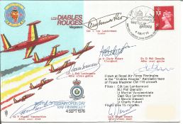 Diables Rouges Air Display team cover flown and signed by six team members. All autographs come with