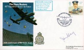 WW2 Jim Clay DFC Signed 44th Anniversary of the Dams Raid FDC. 36 of 200. British Stamp with 17