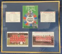Liverpool v Manchester United 1977 FA Cup Final 22x24 framed and mounted display includes two team