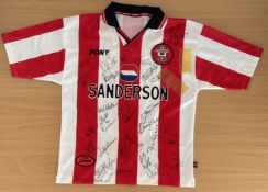 Football Southampton 98/99 season multi signed replica home shirts over 20 signatures includes