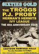 8 Signed Sixties Gold Concert Advertising poster With Performances From the Trogs, P. J. Proby,