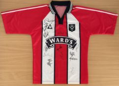 Football Sheffield United 97/98 season multi signed replica home shirt includes 12 signatures such