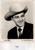 Al Rex signed 10x8 black and white vintage promo photo dedicated. All autographs come with a