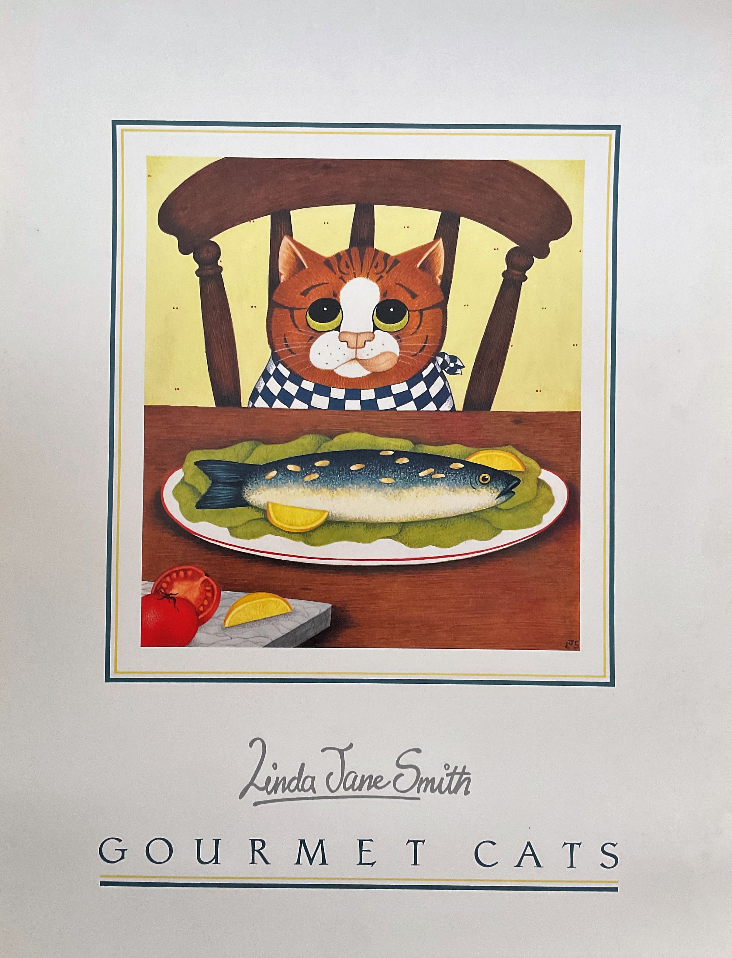 Linda Jane Smith 18 X 13. 5 Colour Print Titled Gourmet Cats. All autographs come with a Certificate