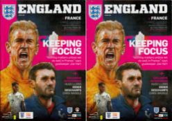 England V France Collection of 2 Matchday Programmes From Tuesday 17th November 2015. Both Unsigned.