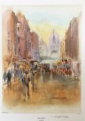 Douglas West Handsigned 19 x 14. 5 colour print Titled Fleet Street Limited Edition. All