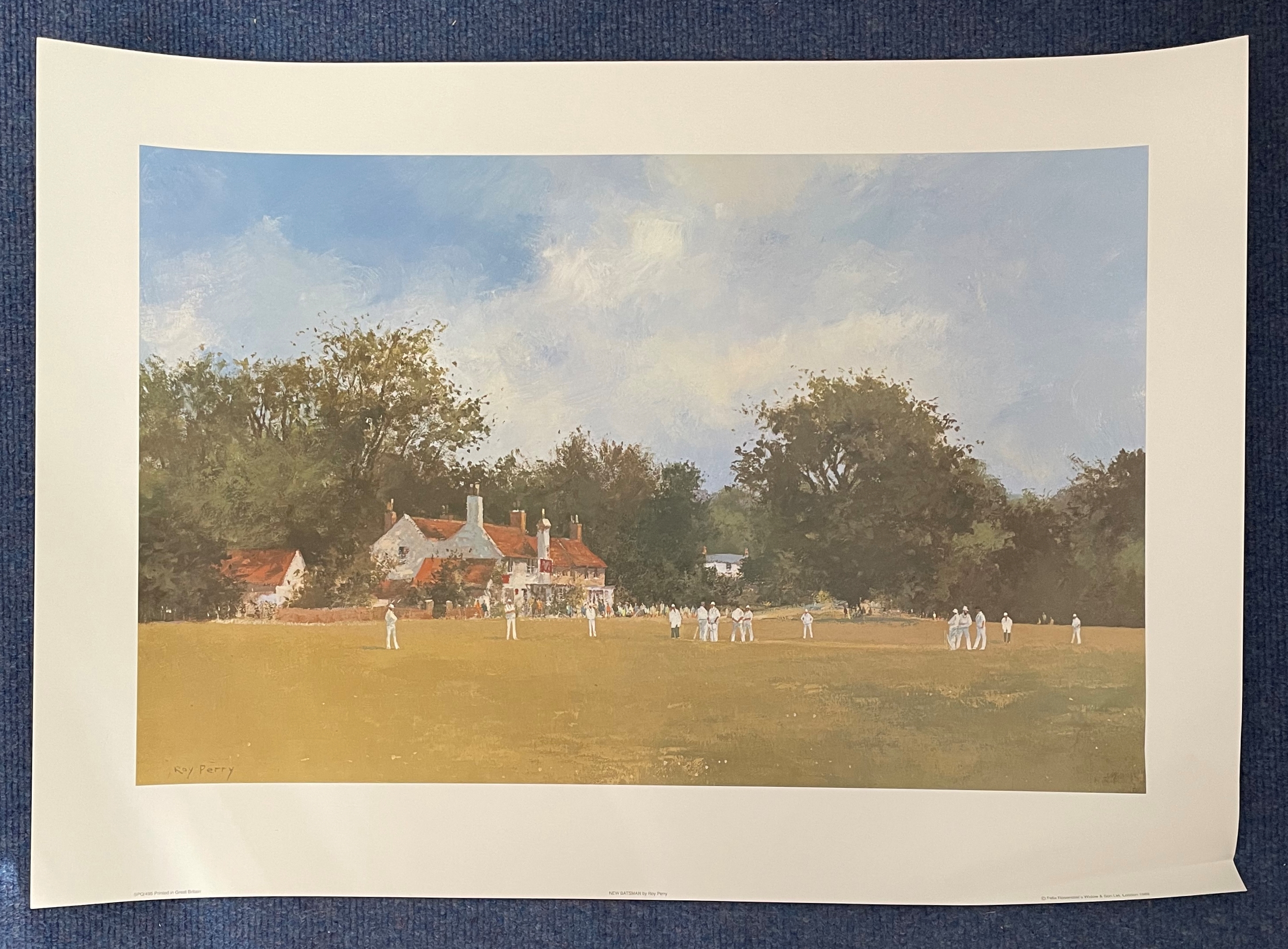 Roy Perry Colour Cricket print 26x18 titled New Batsman. All autographs come with a Certificate of