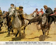 Omar Sharif and Jack Palance Signed 10x8 inch Colour The Horsemen Lobby Card. Signed in black and