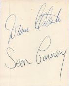 Sean Connery and 1st Wife Diane Cilento Signed on 4 x 3 inch approx Autograph Card. Good