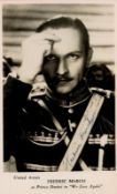 Fredric March Signed 5 x 3 inch approx Black and White Vintage Photo. Signed in blue ink. Good