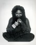 Whoopi Goldberg Signed 10x8 inch Black and white Photo of herself. Signed in black ink. Good