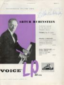 Artur Rubinstein Signed The Gramophone Magazine Cutting from 1955. Signed in blue ink. Fair