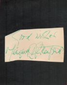 English Actress Margaret Rutherford Signed Signature Page Cutting. Signed in green ink. Fair