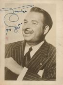 Xavier Cugat Signed 7 x 5 inch Vintage Black and White Photo. Signed in blue ink. Showing Signs of