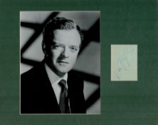 Van Heflin Signed Signature Piece with Black and White Photo, Mounted to an overall size of 14 x