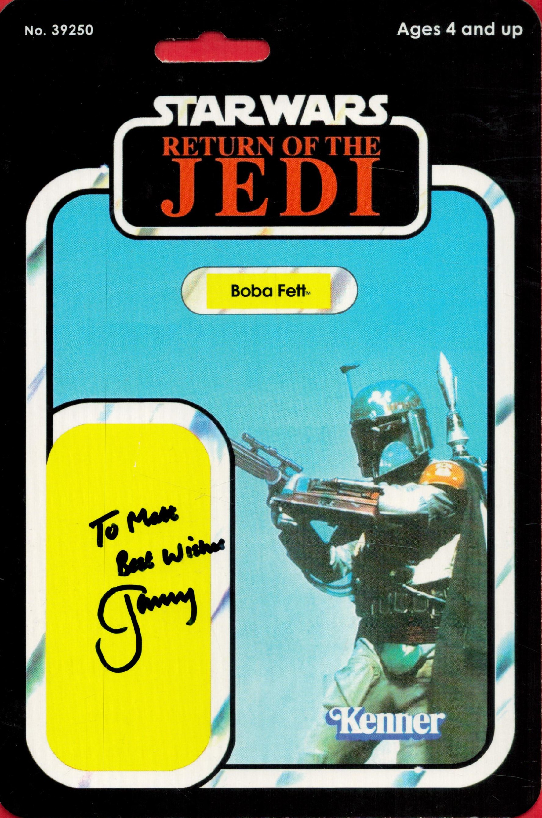 Star Wars Jeremy Bulloch Signed Action Figure Packaging. Figure Not Included. Signed in black ink,