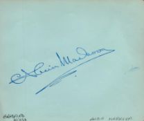 English Ballerina Alicia Markova Signed on a Blue Autograph Album Page. Signed in blue ink. Good