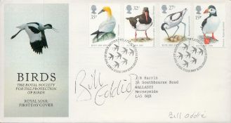 Writer Bill Oddie Signed Birds Royal Mail First Day Cover. Four British Stamps and Two 17 Jan 1989