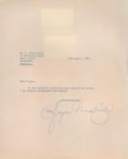 Jayne Mansfield Signed TLS Dated 20th April 1967. Good Condition. All autographs come with a