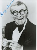 American Actor George Burns Signed 9 x 7 inch Black and White Photo. Signed in blue ink. Good