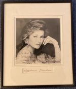 Stephanie Beacham Signed Black and White Photo, Dedicated, Housed in Frame Measuring 14 x 12