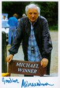 Michael Winner Signed 5 x 3 inch approx Colour Photo. Signed in blue ink. Good Condition. All