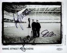 Manic Street Preachers multisigned 10x8 black and white promo photo signatures include James Dean