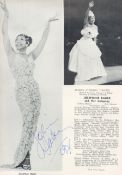 Josephine Baker Signed on a Page From a Theatre Programme. Signed in blue ink. Fair Condition. All