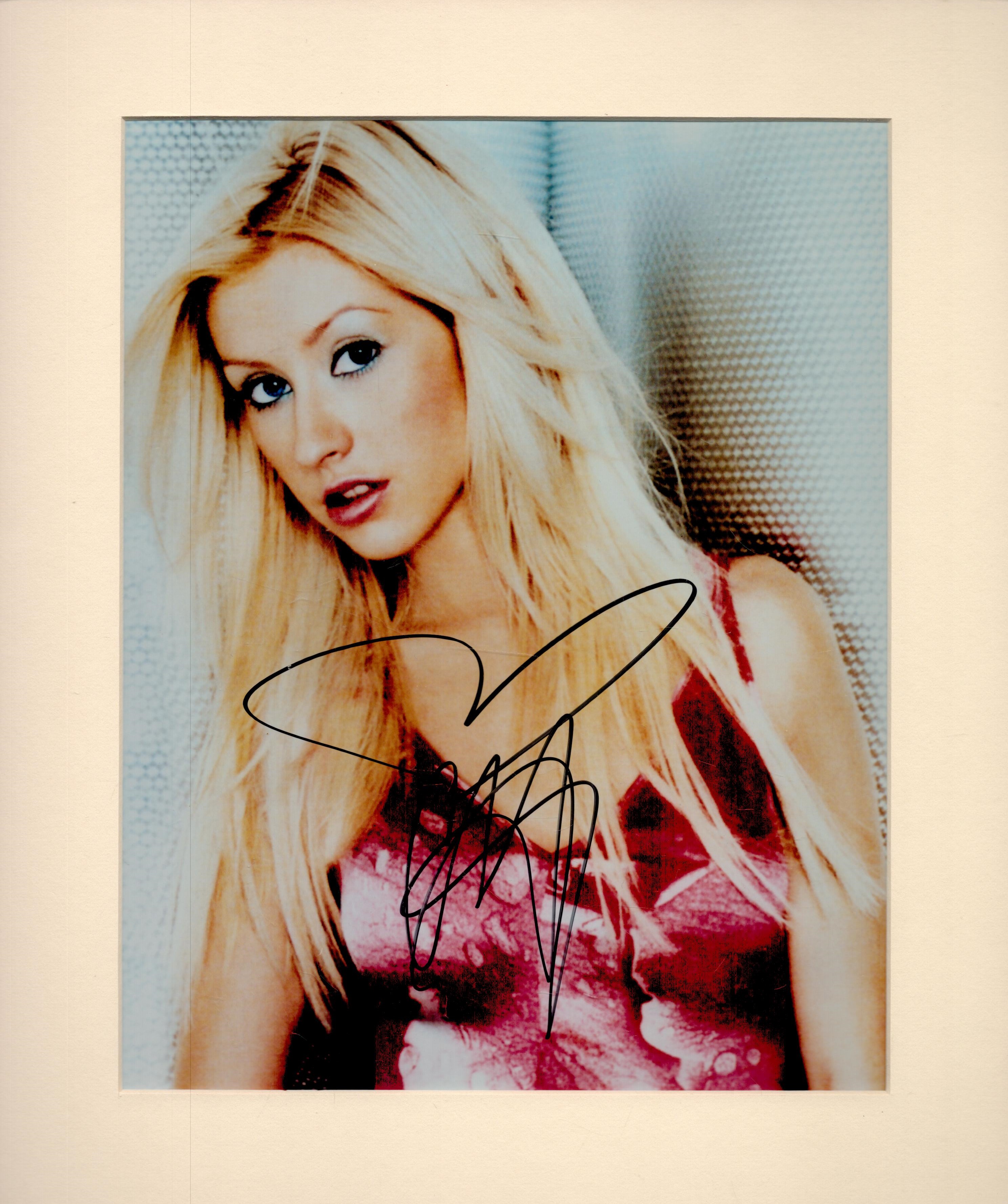 Christina Aguilera signed 12x10 overall mounted colour photo. Good Condition. All autographs come