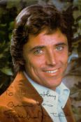 Sacha Distel Signed 6x4 inch Colour Bio Card With Image. Signed in black ink, Dedicated. Used