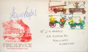 Henry Cooper Signed Fire Service Royal Mail First Day Cover. 4 British stamps with 24 apr 1974 First