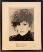 Jill St John Signed 10x8 inch Black and White Dedicated Photo, Housed in a Frame Measuring 14 x 12