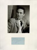 Peter Finch Signed Signature Piece With Black and White Photo, Mounted to an overall size of 16 x 12