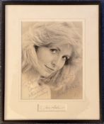 Jane Asher Signed 10x8 inch Black and White Dedicated Photo. Housed in Frame Measuring 14 x 12