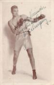 Former Boxer Jack Dempsey Signed 5 x 3 inch approx Vintage Black and White Photo. Signed in blue