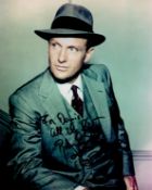 Robert Stack signed Untouchables 10x8 colour photo dedicated. Good Condition. All autographs come