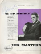 Sir John Barbirolli Signed The Gramophone Magazine Cutting from 1955. Signed in blue ink. Fair