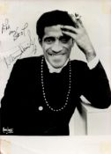 Sammy Davis Jnr Signed 6 x 5 inch approx black and white photo. Signed in black ink. Fair Condition.