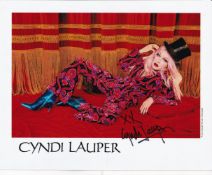 Cyndi Lauper Chart Topping Singer 10x8 inch Signed Photo. Good Condition. All autographs come with a