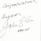 John Glen James Bond Film Director Signed White Card. Good Condition. All autographs come with a