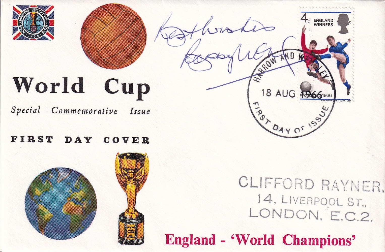 Bobby Moore 1966 World Cup Winning Captain Signed FDC. Good Condition. All autographs come with a