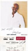 Andy Abraham X Factor Singer 8x6 inch Signed Promo Leaflet and Concert Ticket. Good Condition. All