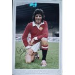 Willie Morgan Manchester United Legend Large 16x12 inch Signed Photo. Good Condition. All autographs