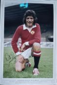 Willie Morgan Manchester United Legend Large 16x12 inch Signed Photo. Good Condition. All autographs