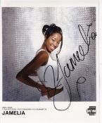 Jamelia Chart Topping Singer and TV Presenter 10x8 inch Signed Photo. Good Condition. All autographs