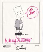 Nancy Cartwright The Voice of Bart Simpson 10x8 inch Signed Photo. Good Condition. All autographs