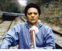 Angela Bruce Dr Who Actress (with photo proof) 10x8 inch Signed Photo. Good Condition. All