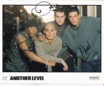 Dane, Wayne, Mark Another Level Band Members 10x8 inch Signed Photo. Good Condition. All