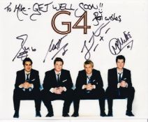 G4 Four Piece Vocal Group, X Factor Fully Signed 10x8 inch Photo. Good Condition. All autographs